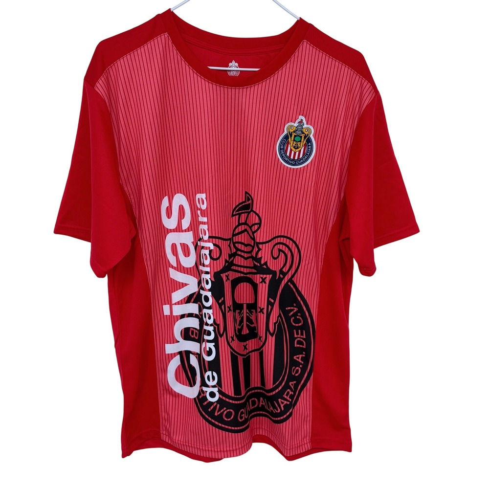 Red Guadalajara Chivas‎ Pinstripe Soccer Jersey Large Futbol